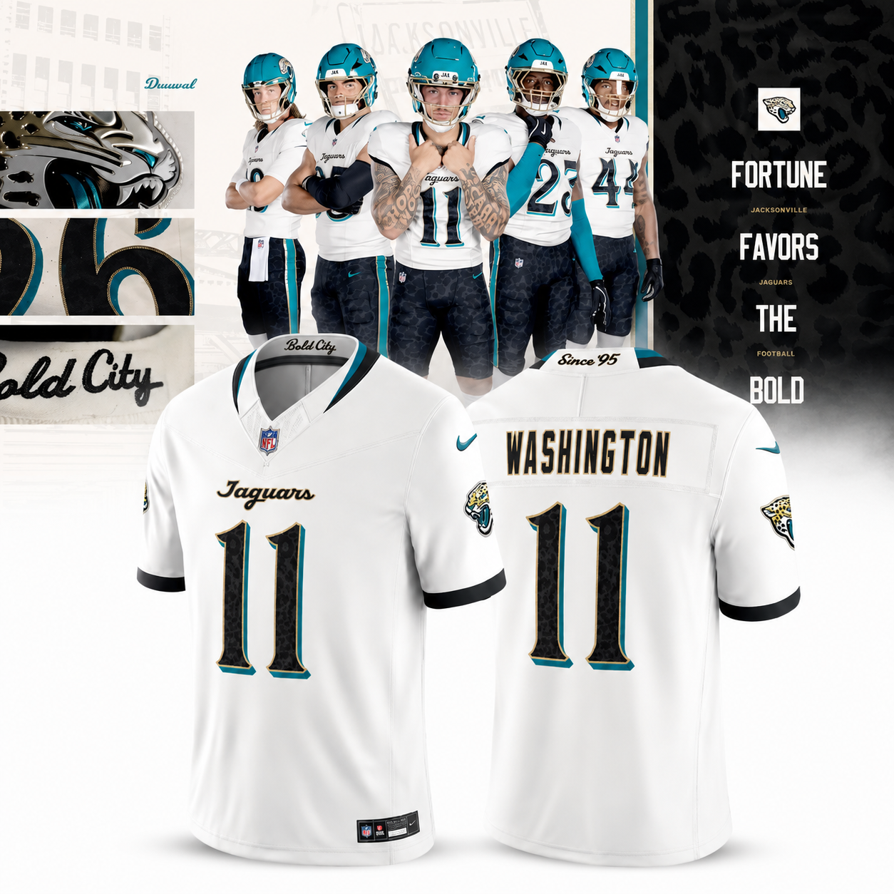 Parker Washington Jacksonville Jaguars Rivalries Collection Football Jersey Personalized Custom Name Number Fan Game Day Sports Jersey for Men Women