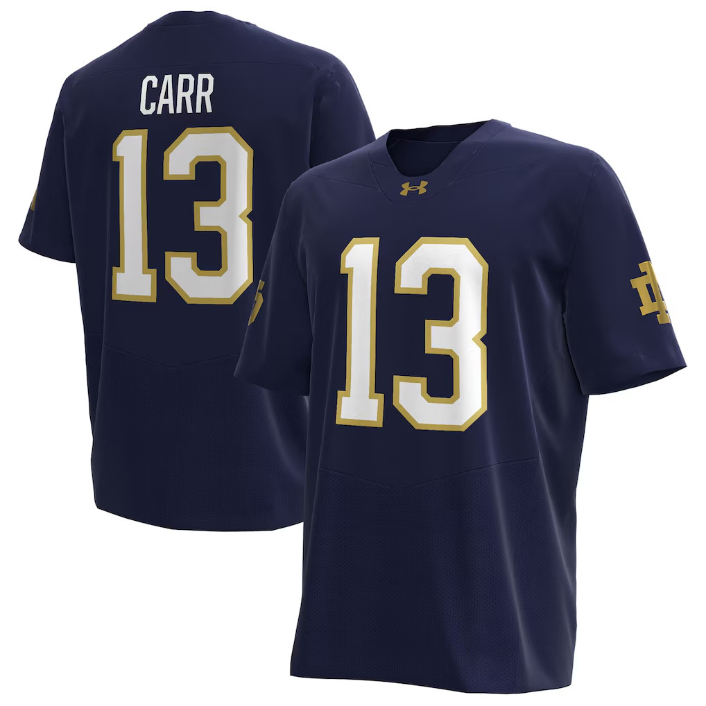 #13 CJ Carr Jersey Shirt Notre Dame Merch 2026 Home Jersey Gifts For Football Lovers
