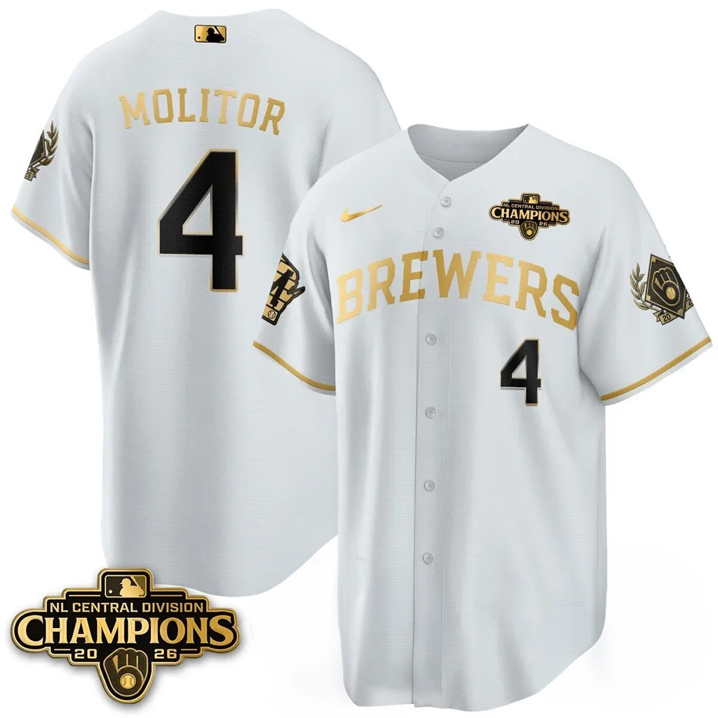 #4 Paul Molitor Jersey Shirt Milwaukee Brewers NL Central Champions Merch 2026 Fan Gear White