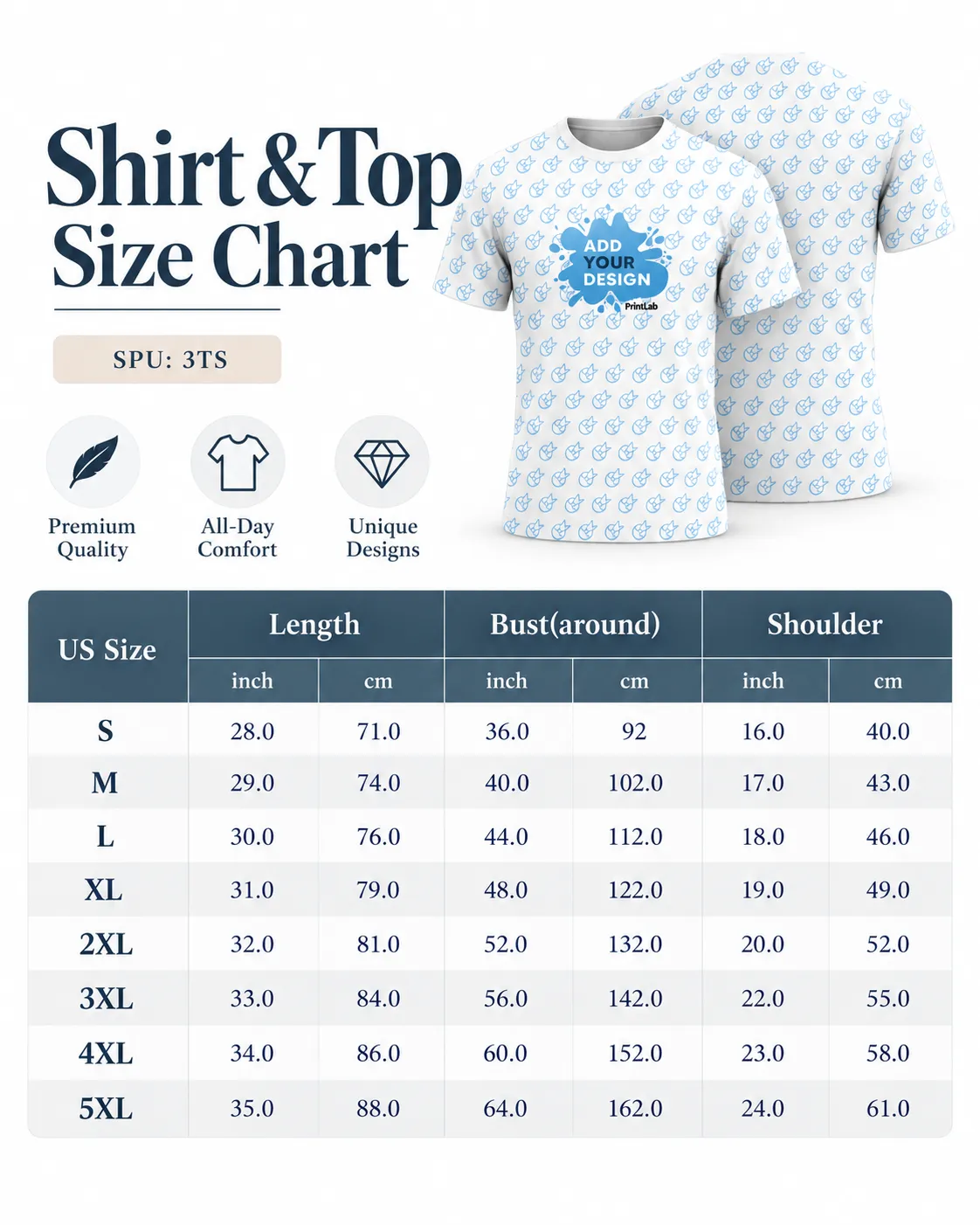 T-Shirt Size Chart