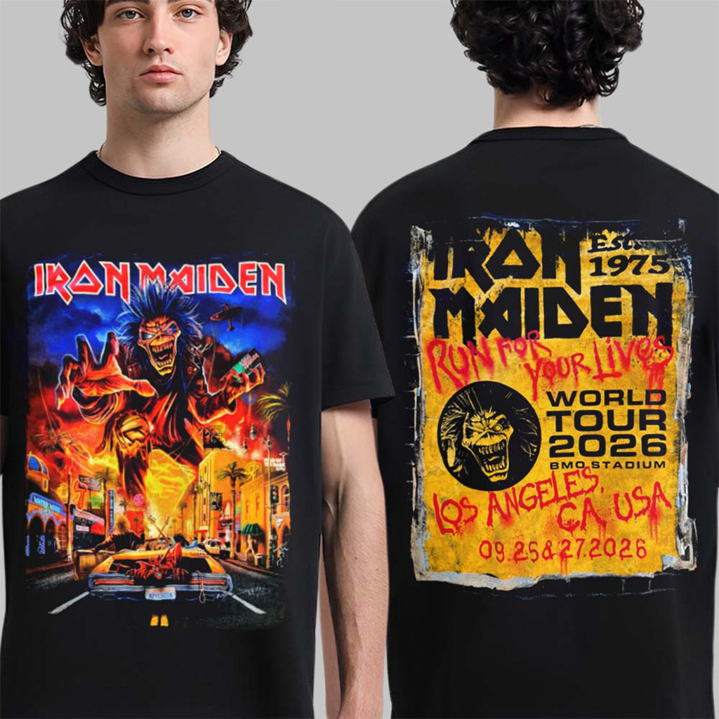 Iron Maiden Los Angeles CA Event T-Shirt Run For Your Lives Tour Tee Iron Maiden Merch Fan Gift 1 - Unicasport Iron Maiden Los Angeles CA Event T-Shirt Run For Your Lives Tour Tee Iron Maiden Merch Fan Gift