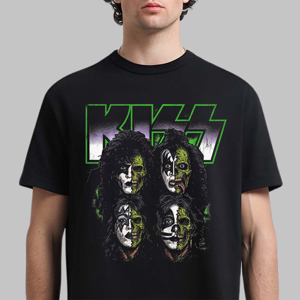 KISS Halloween Merch 2026 Zombie Band Portrait T-Shirt Best Gift For Rock Band Fans 1 - Unicasport KISS Halloween Merch 2026 Zombie Band Portrait T-Shirt Best Gift For Rock Band Fans