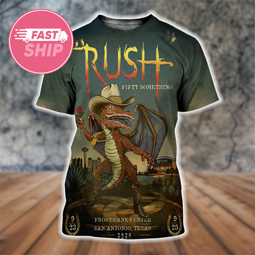 Rush Fifty Something Tour Merch 2026 Cowboys Dragon Poster T-Shirt Gift For Band Fans