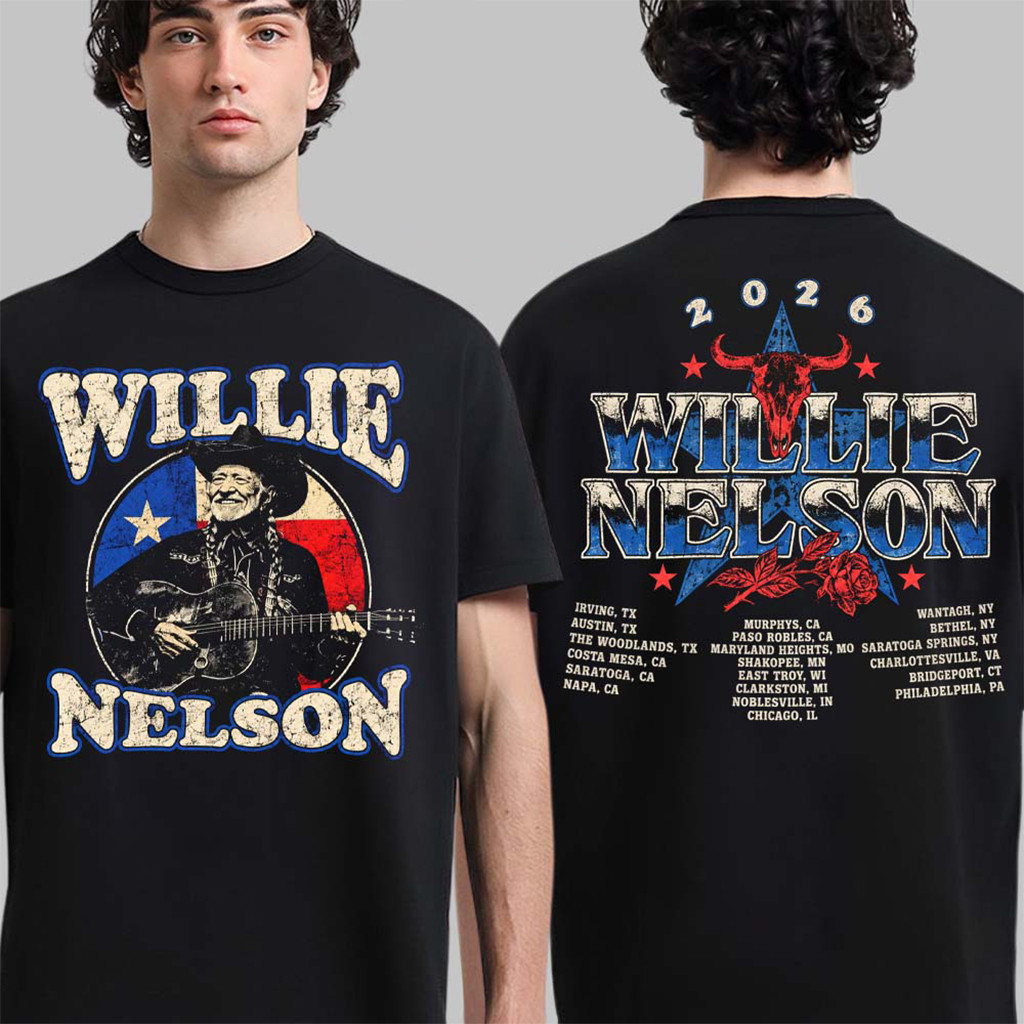 Willie Nelson Outlaw Music Festival Tour 2026 Merch Portrait T-Shirt Gift For Country Fans 1 - Unicasport Willie Nelson Outlaw Music Festival Tour 2026 Merch Portrait T-Shirt Gift For Country Fans