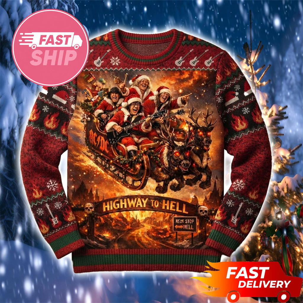 AC DC Highway To Hell Santa Claus 2026 Christmas Ugly Sweater ACDC Merch Band Fan Gifts