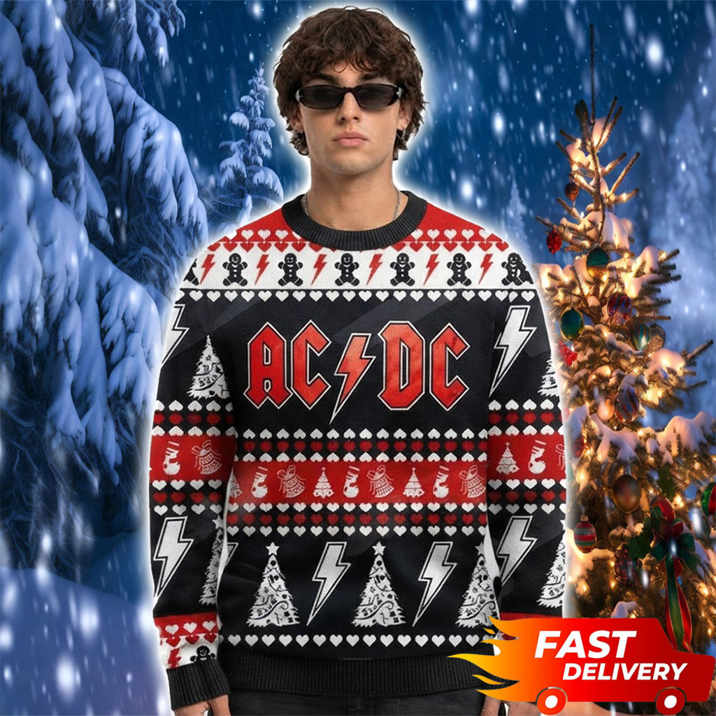 ACDC Rock N Roll 2026 Merry Christmas Ugly Sweater ACDC Merch Holiday Gift For Music Fans