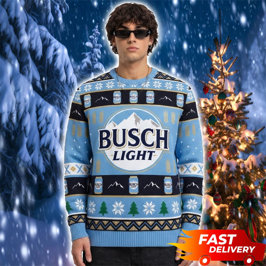 Busch Light Beer Light Blue 2026 Christmas Ugly Sweater Xmas Gift For Beer Lovers