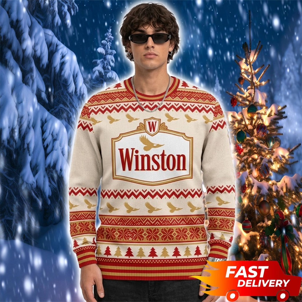 Cigarette Winston Logo Eagle 2026 Christmas Ugly Sweater Holiday Apparel Xmas Gift Ideas