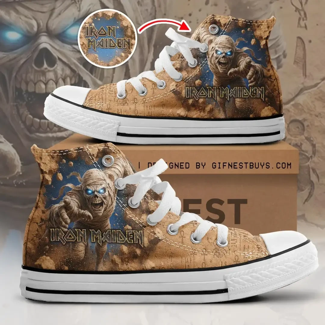 Iron Maiden High Top Sneakers Eddie Mummy Heavy Metal Shoes Iron Maiden Merch Fan Gifts 1 - Unicasport Iron Maiden High Top Sneakers Eddie Mummy Heavy Metal Shoes Iron Maiden Merch Fan Gifts