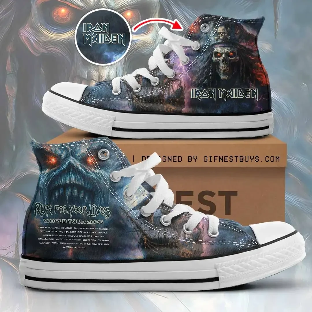Iron Maiden Merch 2026 Run For Your Lives World Tour High Top Sneakers Gift For Band Fans 1 - Unicasport Iron Maiden Merch 2026 Run For Your Lives World Tour High Top Sneakers Gift For Band Fans