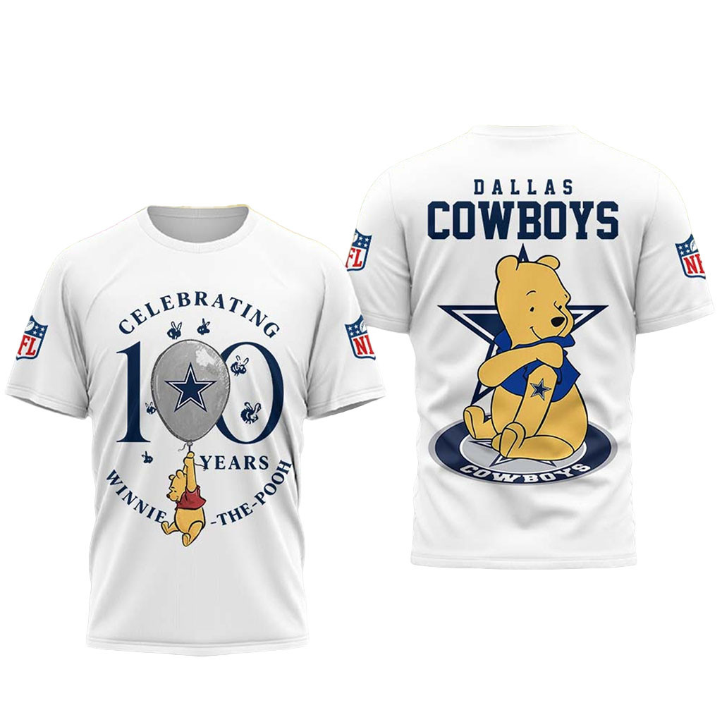 Dallas Cowboys Winnie the Pooh 100th Anniversary Shirt Cowboys Merch Football Fan Gift Ideas 1 - Unicasport Dallas Cowboys Winnie the Pooh 100th Anniversary Shirt Cowboys Merch Football Fan Gift Ideas