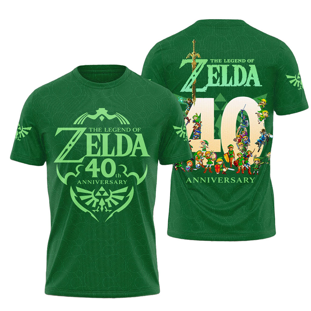 The Legend Of Zelda 40th Anniversary T-Shirt Hyrule Adventure Apparel Gifts for Zelda Fans 1 - Unicasport The Legend Of Zelda 40th Anniversary T-Shirt Hyrule Adventure Apparel Gifts for Zelda Fans