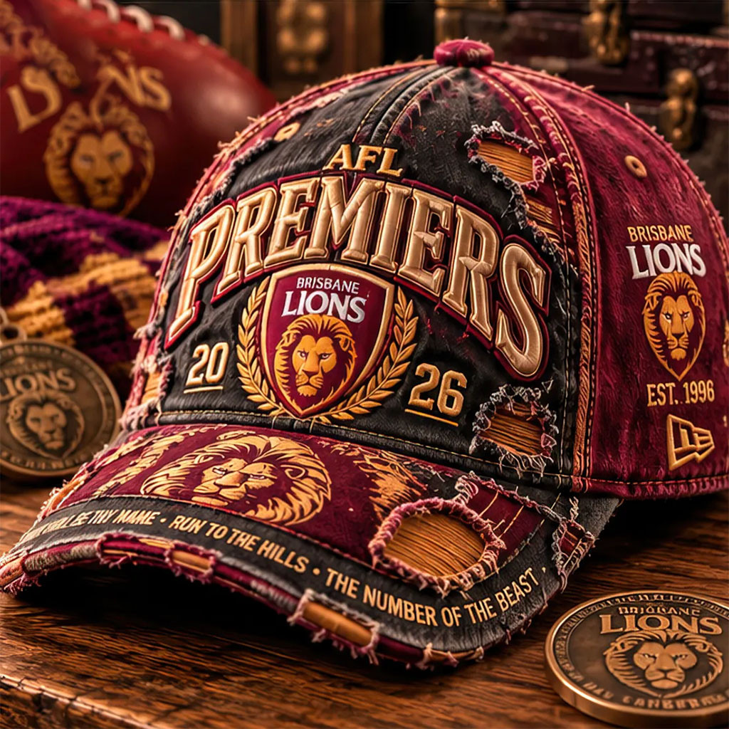 Brisbane Lions AFL Premiers Three Peat 2024 2025 2026 Distressed Cap Brisbane Lions Merch 1 - Unicasport Brisbane Lions AFL Premiers Three Peat 2024 2025 2026 Distressed Cap Brisbane Lions Merch
