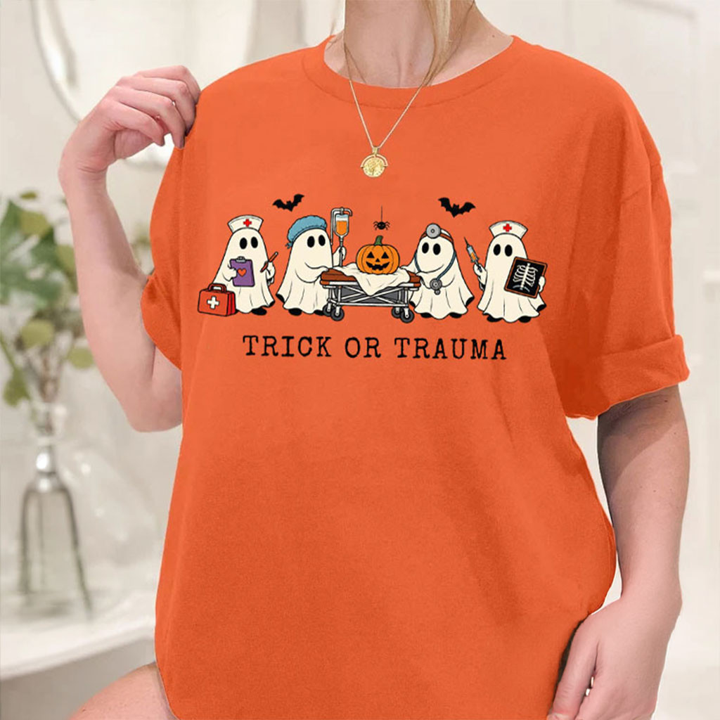 Trick Or Trauma T-Shirt Nurse Spooky Healthcare Worker Shirt Halloween Gift Ideas 1 - Unicasport Trick Or Trauma T-Shirt Nurse Spooky Healthcare Worker Shirt Halloween Gift Ideas