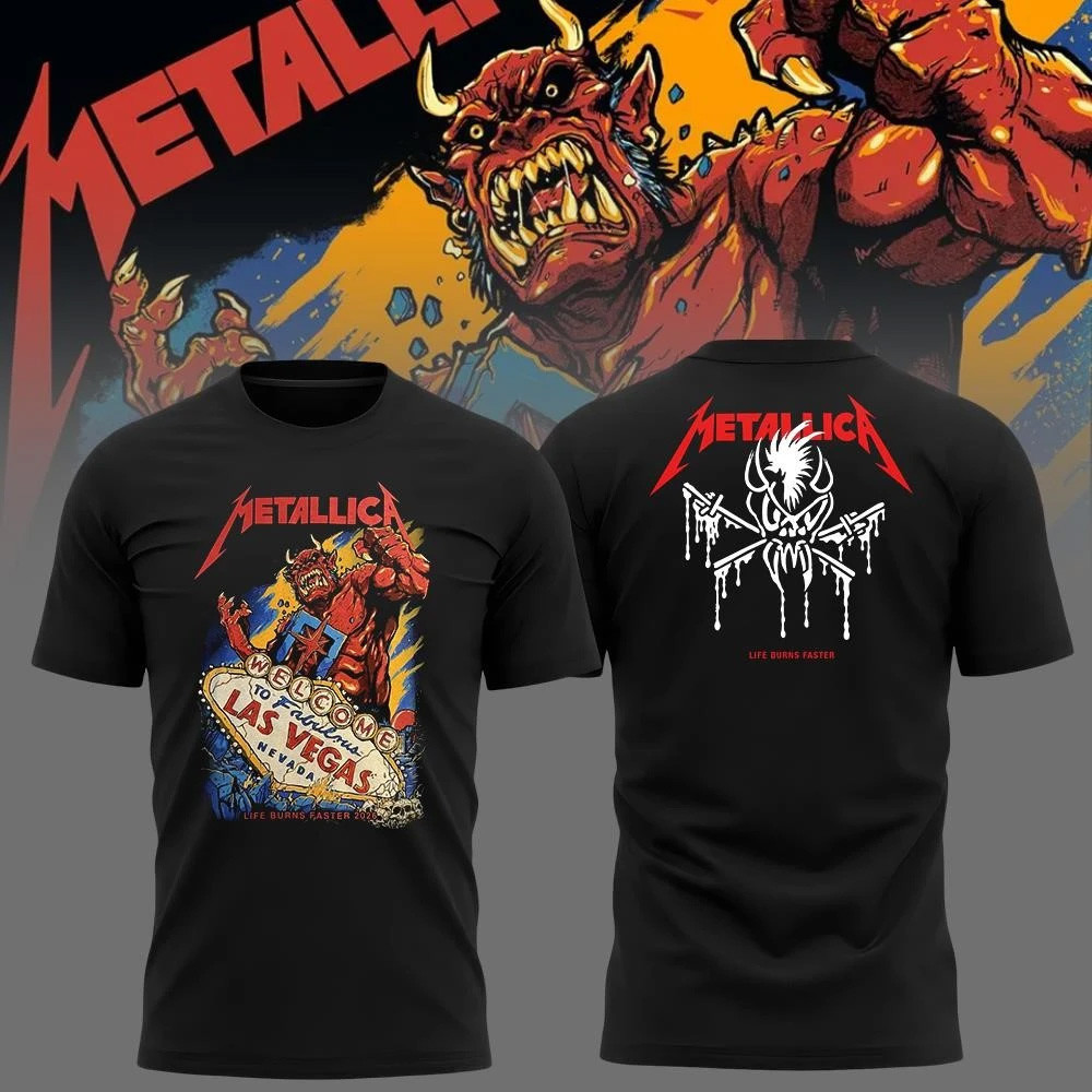 Metallica Life Burns Faster 2026 Sphere Las Vegas Week 1 Poster Shirt Metallica Merch Fan Gear 1 - Unicasport Metallica Life Burns Faster 2026 Sphere Las Vegas Week 1 Poster Shirt Metallica Merch Fan Gear