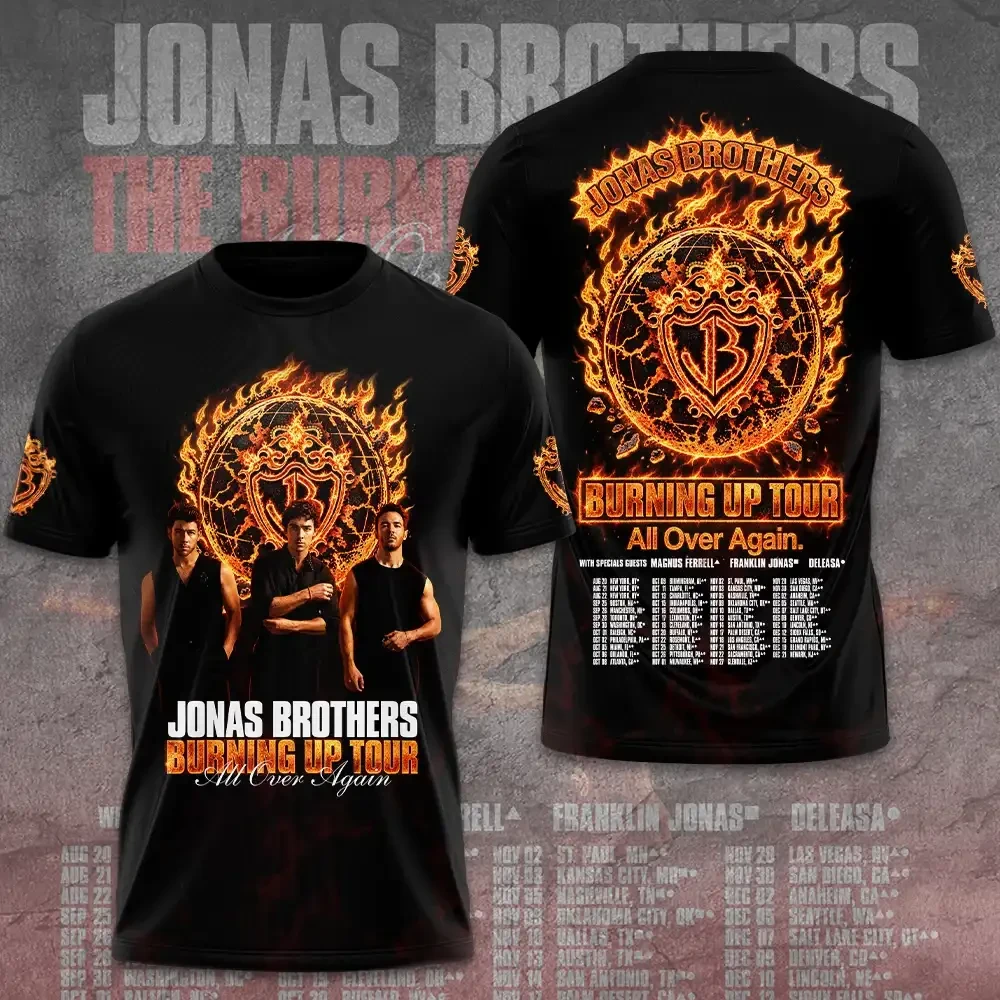 Jonas Brothers Tour 2026 Merch Burning Up Tour All Over Again T-Shirt Gift For Music Fans 1 - Unicasport Jonas Brothers Tour 2026 Merch Burning Up Tour All Over Again T-Shirt Gift For Music Fans