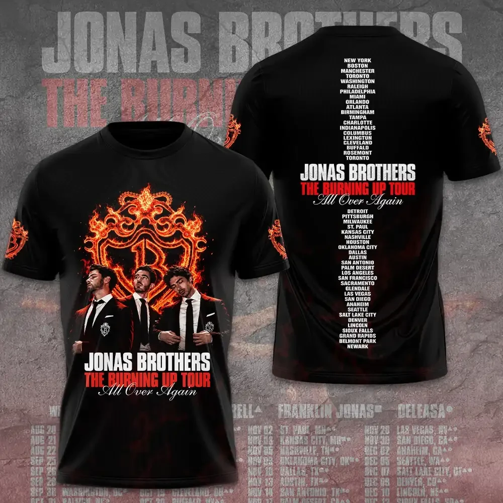 Jonas Brothers Tour 2026 Merch The Burning Up Tour All Over Again T-Shirt Concert Outfits 1 - Unicasport Jonas Brothers Tour 2026 Merch The Burning Up Tour All Over Again T-Shirt Concert Outfits