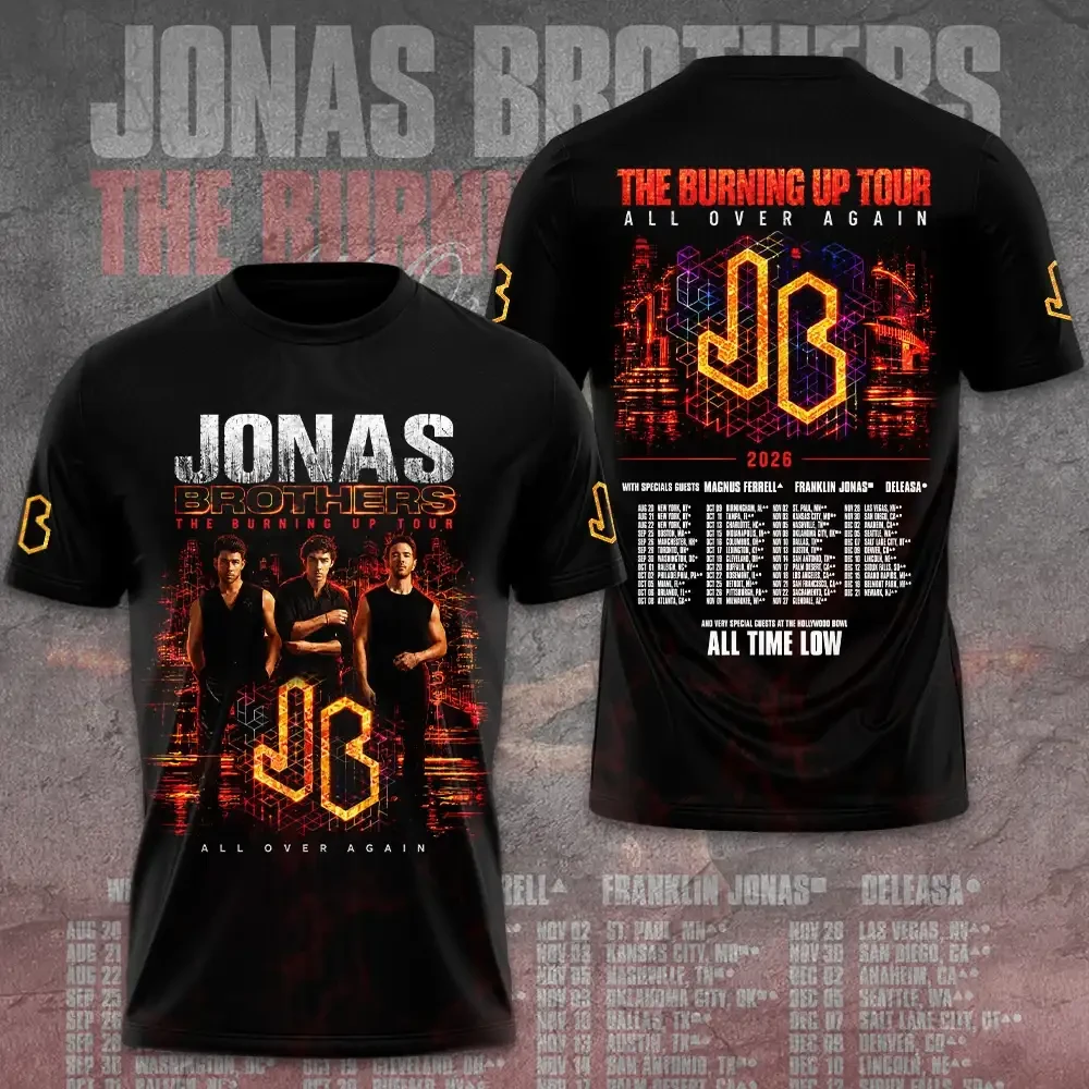 Jonas Brothers Tour 2026 Merch The Burning Up Tour All Over Again T-Shirt Gift For Music Lover 1 - Unicasport Jonas Brothers Tour 2026 Merch The Burning Up Tour All Over Again T-Shirt Gift For Music Lover
