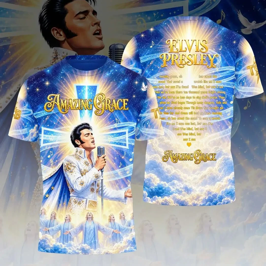 Elvis Presley Merch Amazing Grace T-Shirt King Of Rock N Roll Tee Gift For Music Fans 1 - Unicasport Elvis Presley Merch Amazing Grace T-Shirt King Of Rock N Roll Tee Gift For Music Fans
