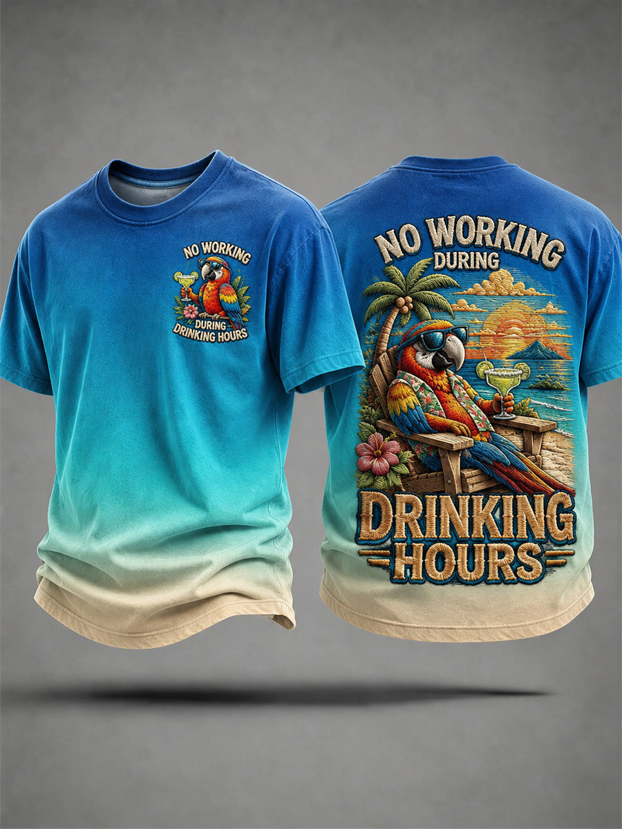Parrot No Working During Drinking Hours T-Shirt Funny Beach Vacation Shirt Gifts For Dad 1 - Unicasport Parrot No Working During Drinking Hours T-Shirt Funny Beach Vacation Shirt Gifts For Dad