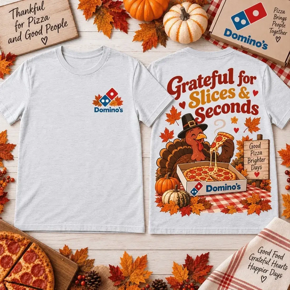 Grateful for Slices with Domino's Turkey Fall Pizza T-Shirt Thanksgiving Food Apparel BFF Gifts 1 - Unicasport Grateful for Slices with Domino's Turkey Fall Pizza T-Shirt Thanksgiving Food Apparel BFF Gifts