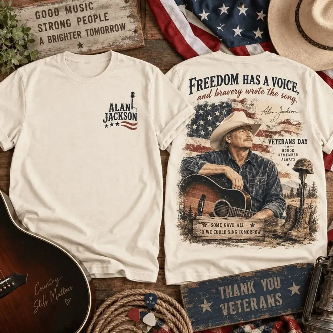 Alan Jackson Veterans Day Merch Freedom Has A Voice T-Shirt Gift For Country Music Fans 1 - Unicasport Alan Jackson Veterans Day Merch Freedom Has A Voice T-Shirt Gift For Country Music Fans