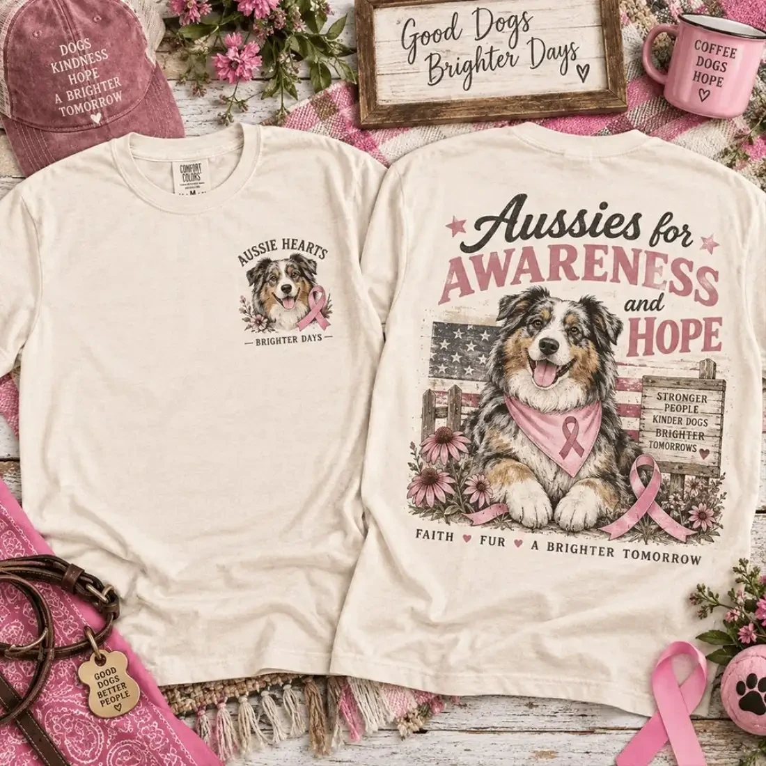 Australian Shepherd Awareness And Hope Breast Cancer T-Shirt Gifts For Aussies Lovers 1 - Unicasport Australian Shepherd Awareness And Hope Breast Cancer T-Shirt Gifts For Aussies Lovers