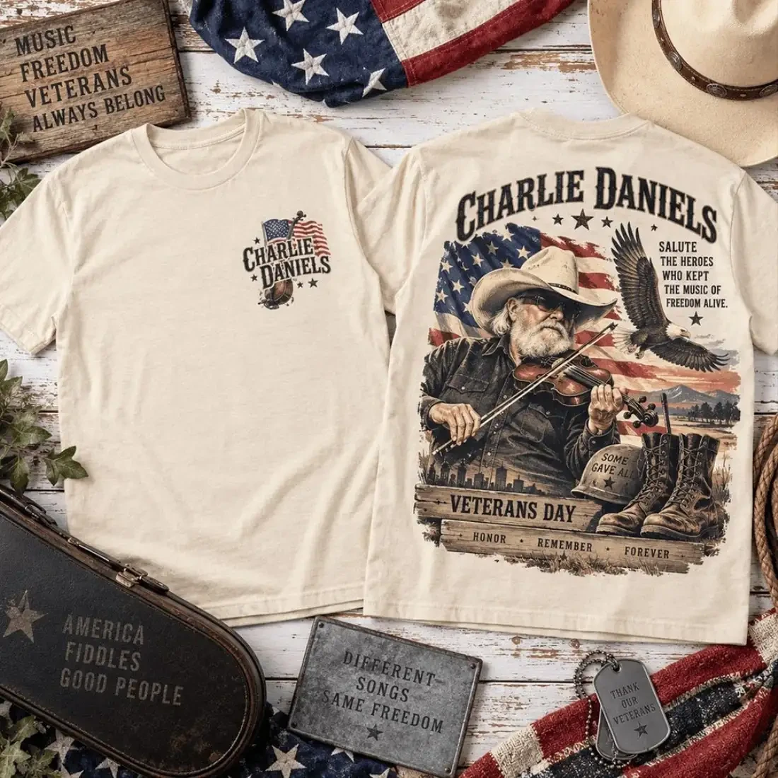 Charlie Daniels X Veteran Day Salute To The Brave T-Shirt Charlie Daniels Merch Fan Gifts 1 - Unicasport Charlie Daniels X Veteran Day Salute To The Brave T-Shirt Charlie Daniels Merch Fan Gifts