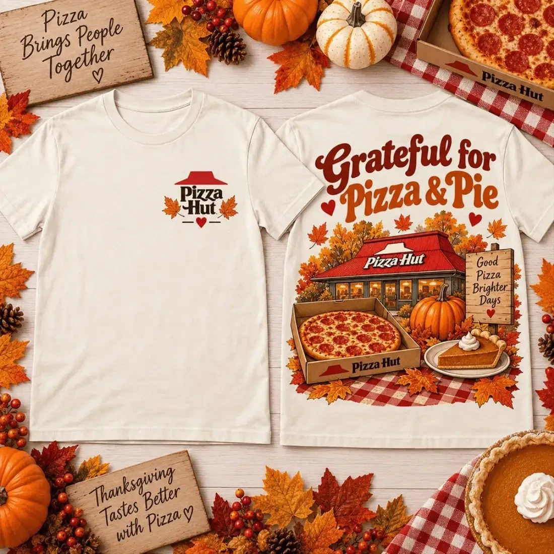 Pizza Hut Grateful For Pizza And Pie Thanksgiving Feast T-Shirt Fall Food Apparel Gifts 1 - Unicasport Pizza Hut Grateful For Pizza And Pie Thanksgiving Feast T-Shirt Fall Food Apparel Gifts