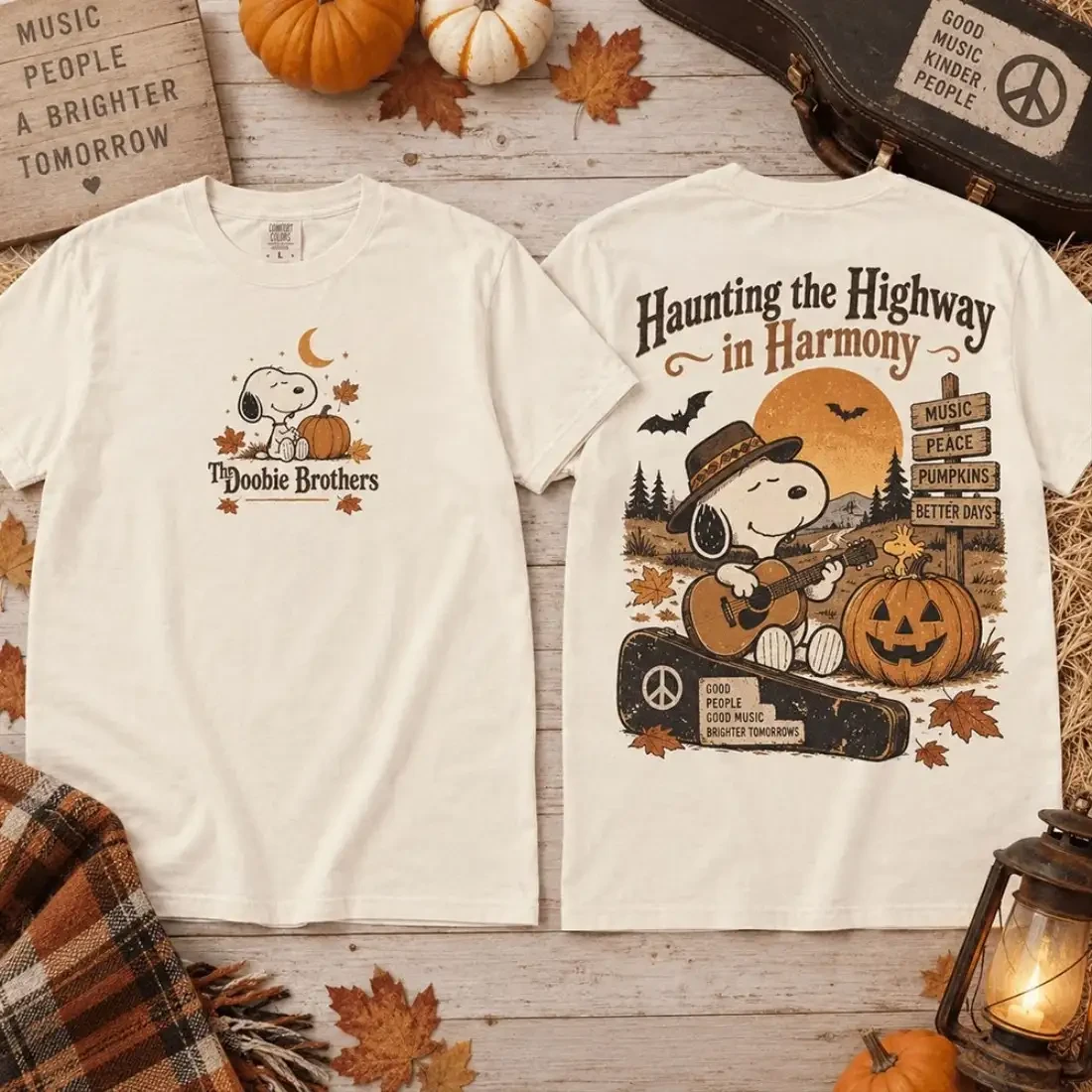 Snoopy On The Haunted Highway Doobie Brothers Halloween Music T-Shirt The Doobie Brothers Merch