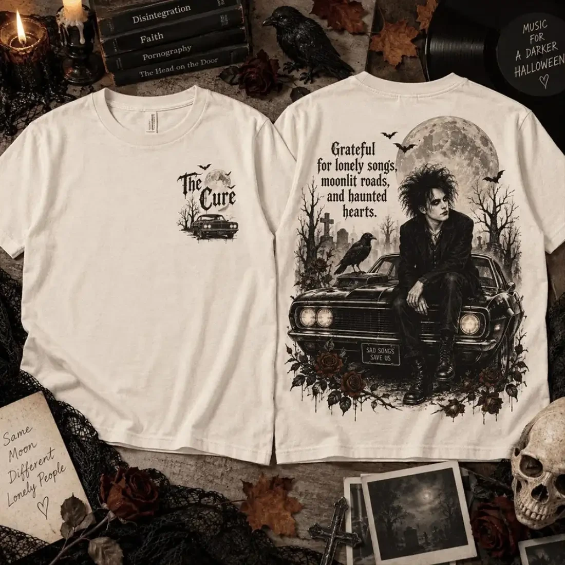 The Cure Merch Moonlit Grateful For Lonely Songs Moonlit Roads And Haunted Hearts Halloween Shirt 1 - Unicasport The Cure Merch Moonlit Grateful For Lonely Songs Moonlit Roads And Haunted Hearts Halloween Shirt