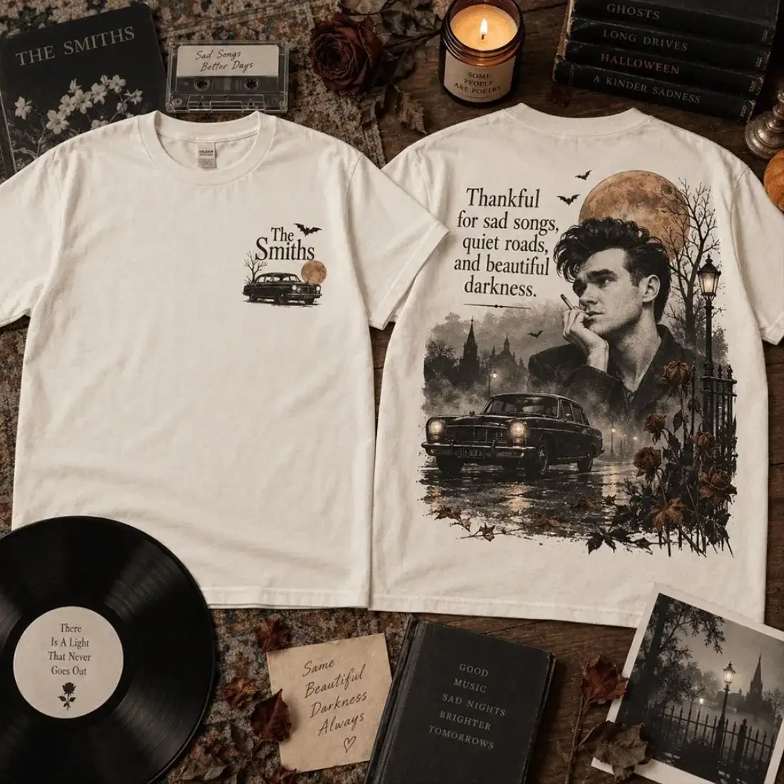 The Smiths Merch Thankful For sad Songs Quiet Roads And Beautiful Darkness Halloween T-Shirt 1 - Unicasport The Smiths Merch Thankful For sad Songs Quiet Roads And Beautiful Darkness Halloween T-Shirt