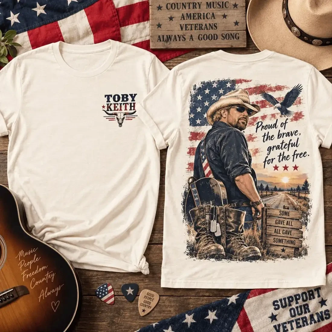 Toby Keith Proud Country Veterans Tribute T-Shirt Toby Keith Merch Gifts For Music Fans