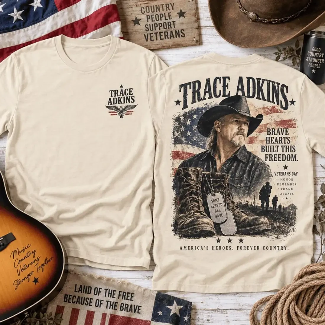 Trace Adkins Brave Hearts Country Music T-Shirt Trace Adkins Merch Music Lover Gifts For Him