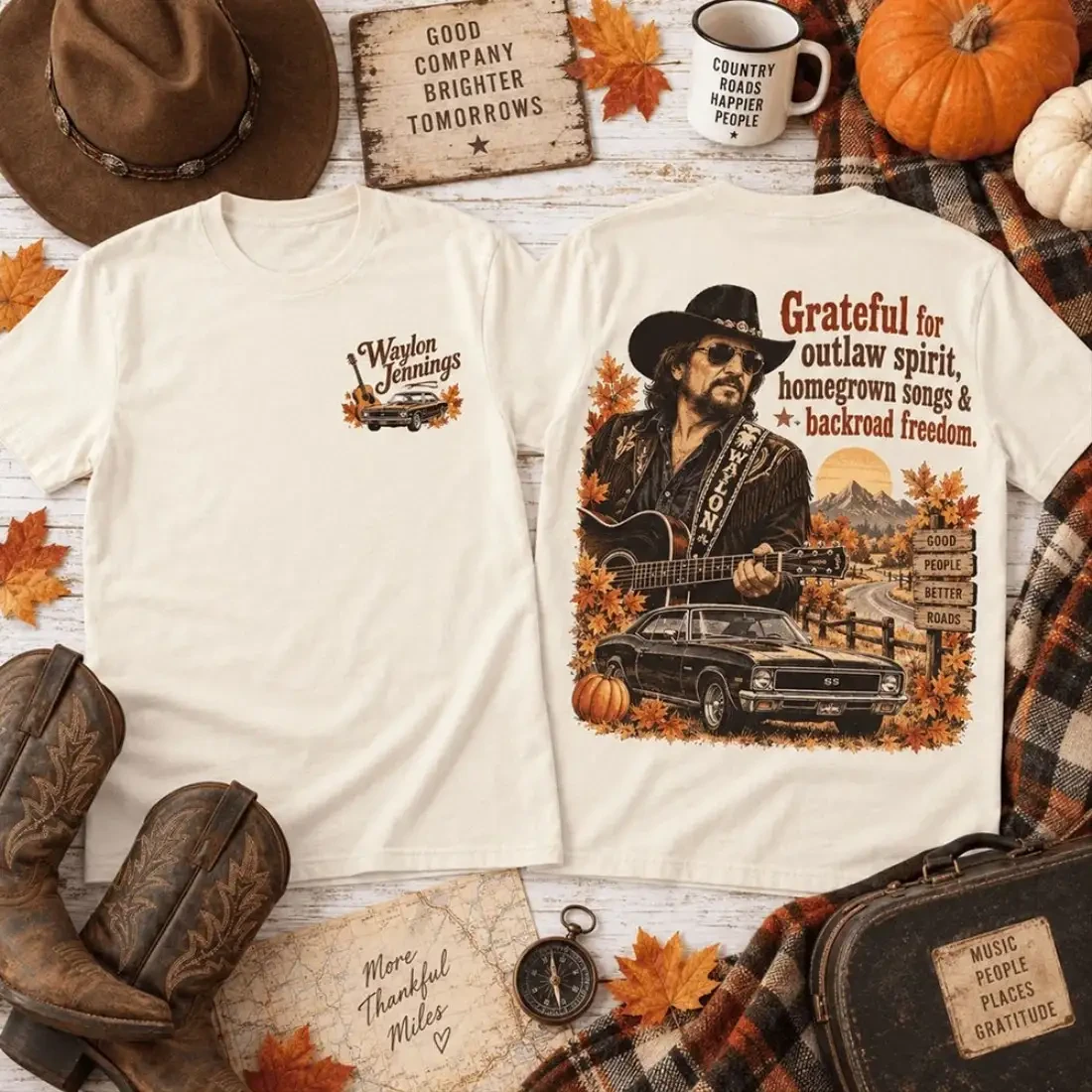 Waylon Jennings Merch Grateful For Outlaw Spirit Homegrown Songs Backroad Freedom T-Shirt 1 - Unicasport Waylon Jennings Merch Grateful For Outlaw Spirit Homegrown Songs Backroad Freedom T-Shirt