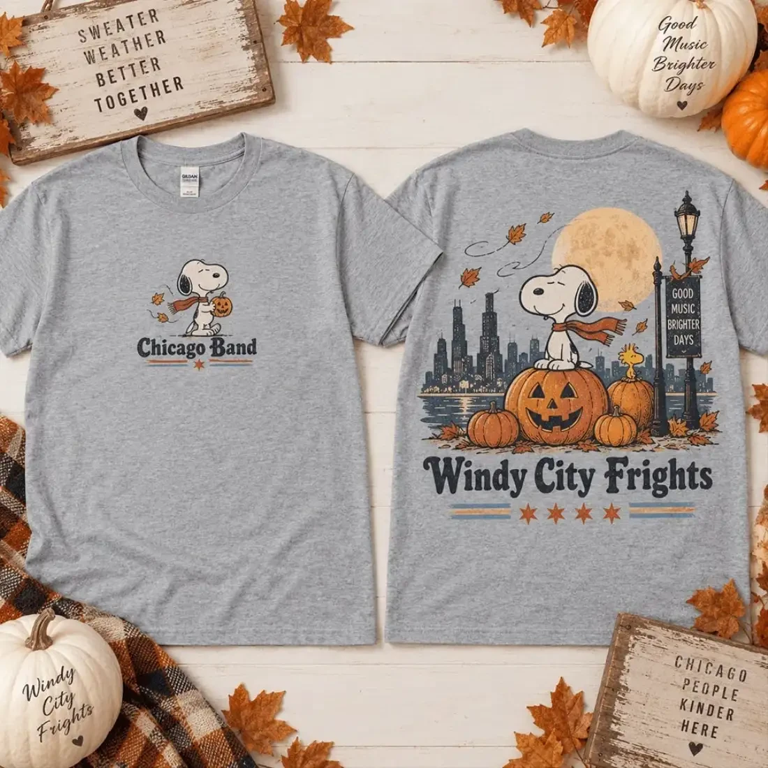Chicago Band Merch Windy City Frights With Snoopy Chicago Band Autumn Music T-Shirt Fan Gear 1 - Unicasport Chicago Band Merch Windy City Frights With Snoopy Chicago Band Autumn Music T-Shirt Fan Gear