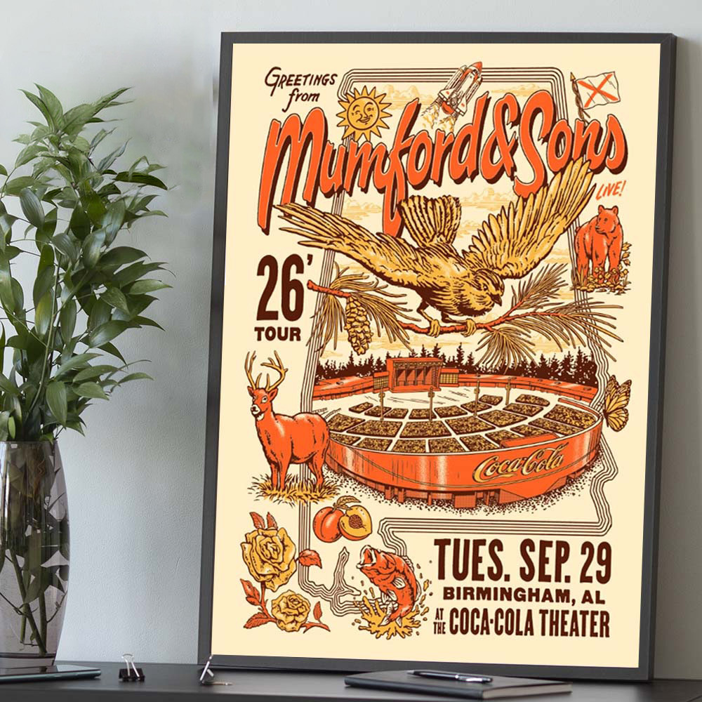 Mumford And Sons Birmingham AL Event Poster Mumford And Sons Concert Posters Gifts Ideas