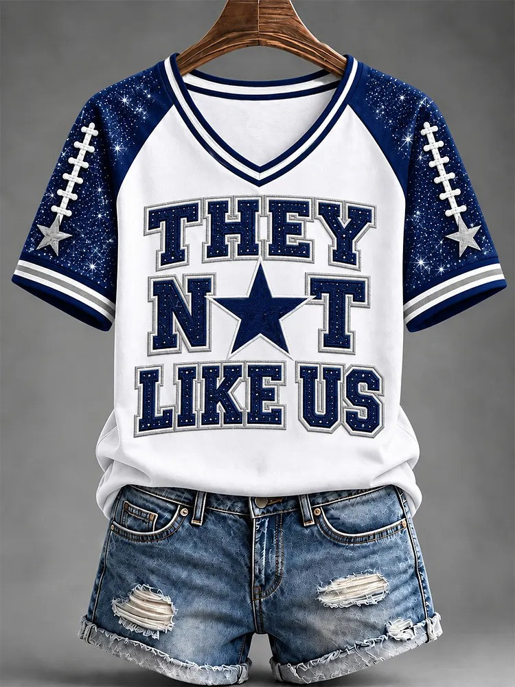 Dallas Cowboys Merch They Not Like Us V-Neck Shirt Perfect Gift For Fans 1 - Unicasport Dallas Cowboys Merch They Not Like Us V-Neck Shirt Perfect Gift For Fans