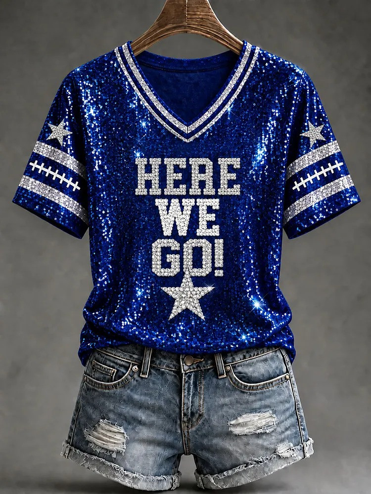 Dallas Cowboys Merch Here We Go Dallas Football V-Neck Shirt Best Game Day Gift 1 - Unicasport Dallas Cowboys Merch Here We Go Dallas Football V-Neck Shirt Best Game Day Gift