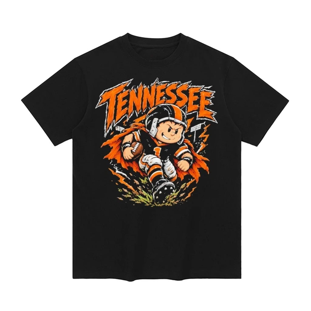 Tennessee Football Cartoon Mascot Number 1 Running With Orange Cape T-Shirt Volunteers Merch 1 - Unicasport Tennessee Football Cartoon Mascot Number 1 Running With Orange Cape T-Shirt Volunteers Merch