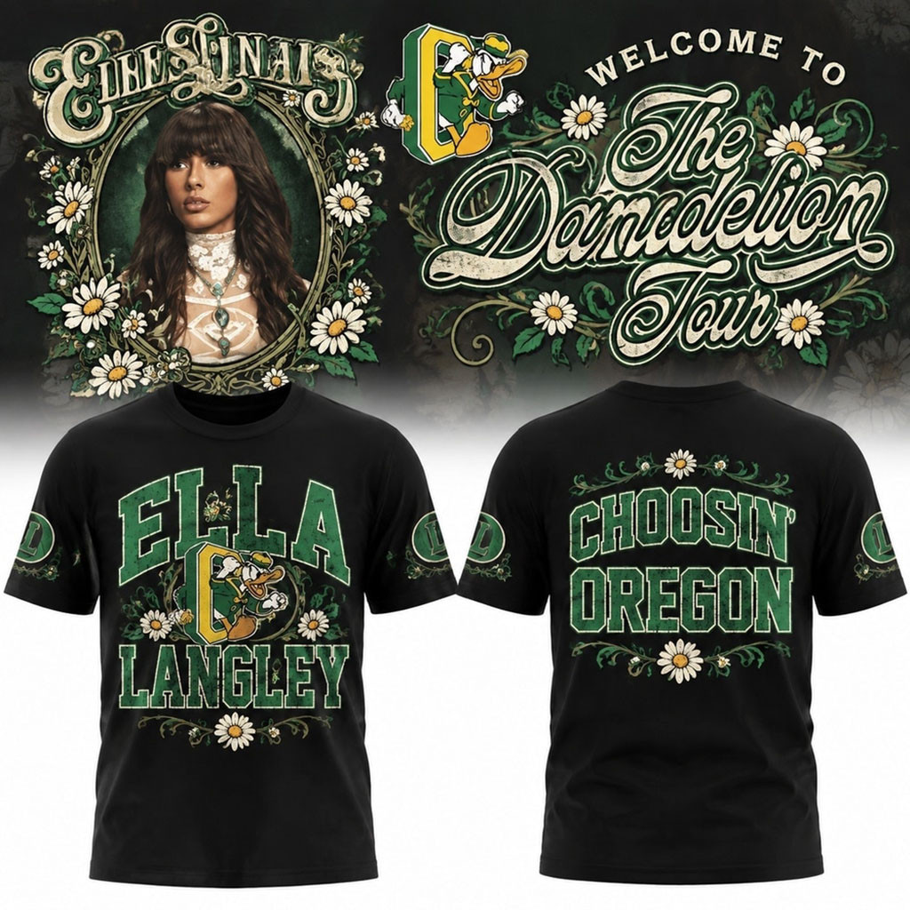 Oregon Ducks X Ella Langley Merch Choosin Oregon The Dandelion Tour 2026 Black T-Shirt Fan Gift 1 - Unicasport Oregon Ducks X Ella Langley Merch Choosin Oregon The Dandelion Tour 2026 Black T-Shirt Fan Gift