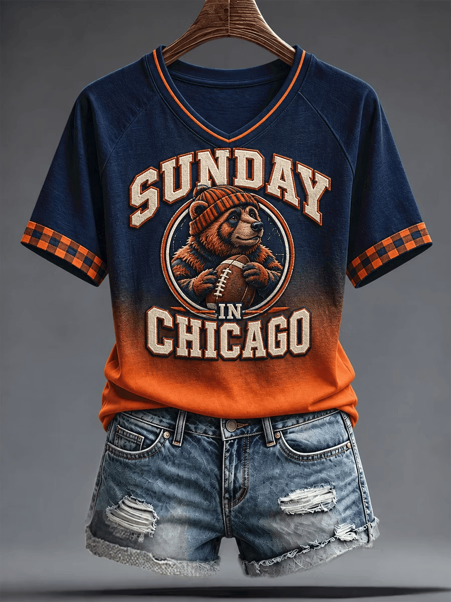 Chicago Bears Merch Sunday In Chicago V-Neck Shirt Perfect Gift For Best Friends 1 - Unicasport Chicago Bears Merch Sunday In Chicago V-Neck Shirt Perfect Gift For Best Friends