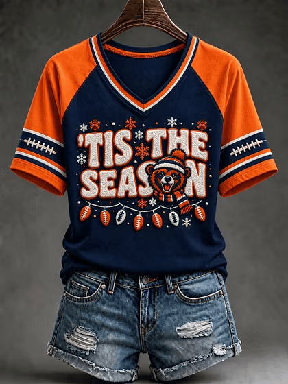 Chicago Bears Merch Tis The Season V-Neck Shirt Gift For Football Fans 1 - Unicasport Chicago Bears Merch Tis The Season V-Neck Shirt Gift For Football Fans