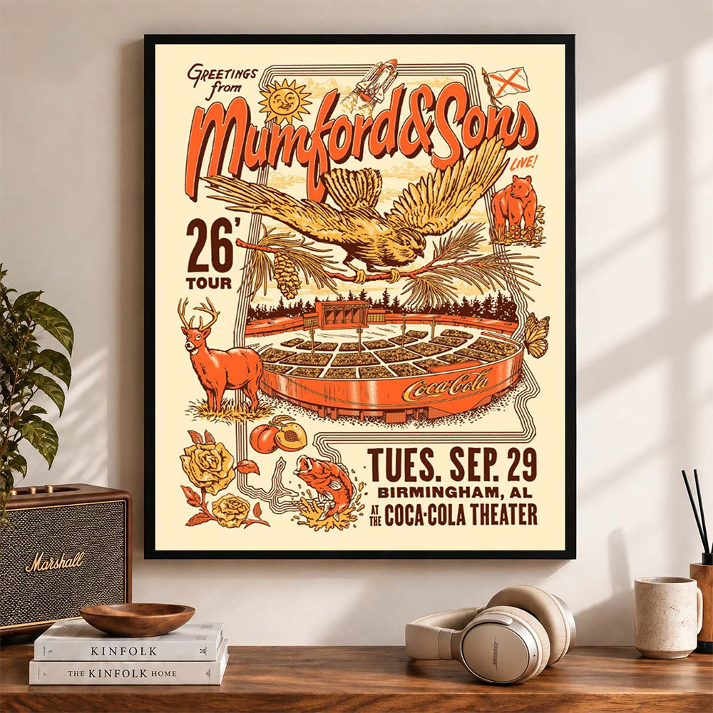 Mumford And Sons Merch Birmingham AL Event Poster Rock Band Concert Posters Gifts Ideas
