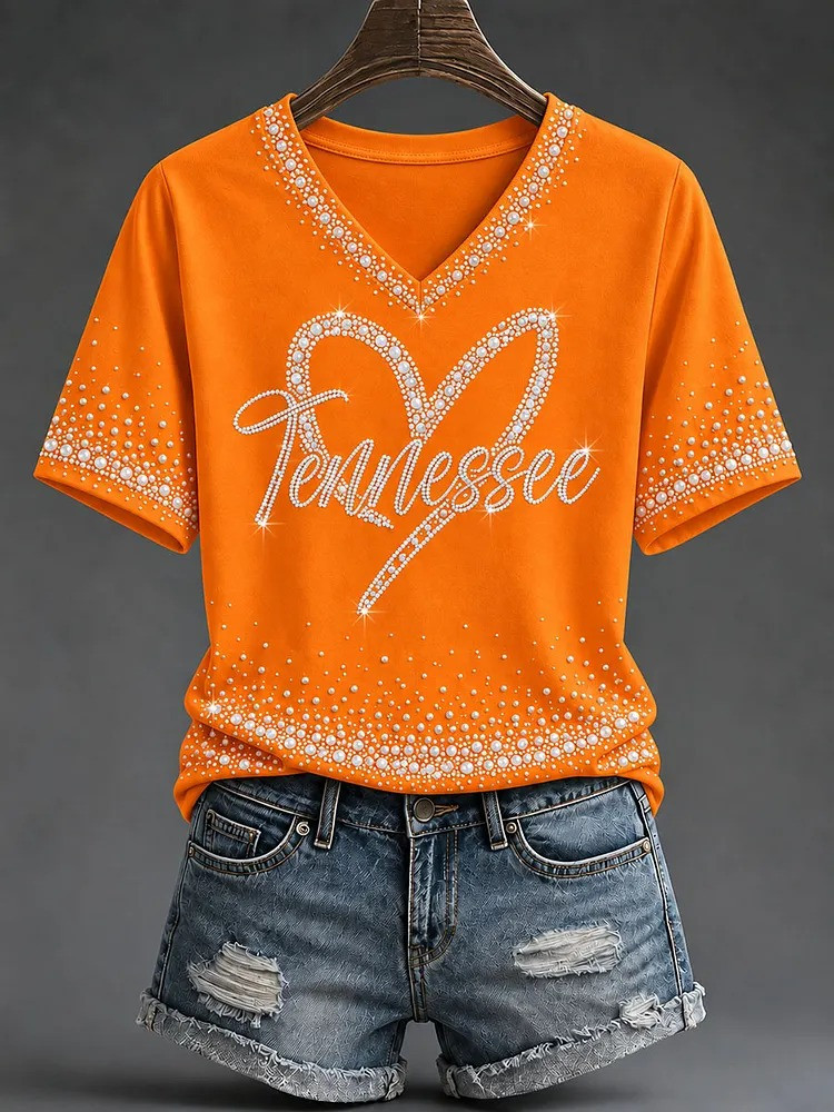 Tennessee Football Merch Tennessee Heart V-Neck Shirt Gift For Best Friends 1 - Unicasport Tennessee Football Merch Tennessee Heart V-Neck Shirt Gift For Best Friends