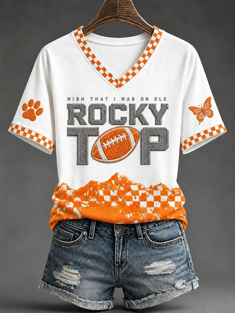 Tennessee Football Merch Wish That I Was On Ole Rocky Top V-Neck Shirt Gift For Fans 1 - Unicasport Tennessee Football Merch Wish That I Was On Ole Rocky Top V-Neck Shirt Gift For Fans