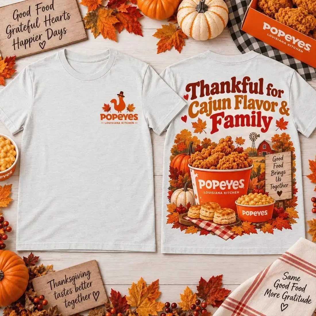 Popeyes Cajun Flavor Family Thanksgiving T-Shirt Southern Food Apparel Gifts For Chicken Lovers 1 - Unicasport Popeyes Cajun Flavor Family Thanksgiving T-Shirt Southern Food Apparel Gifts For Chicken Lovers