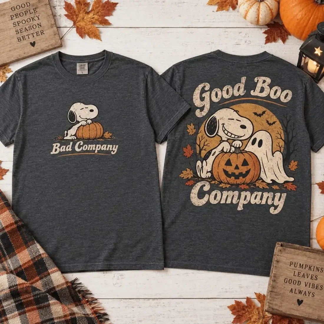 Snoopy x Bad Company Merch Good Boo Company Halloween Rock T-Shirt Gifts For Fans