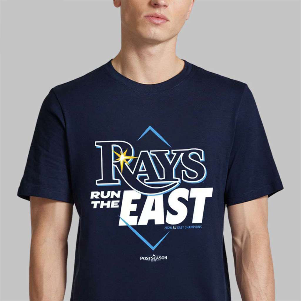 Tampa Bay Rays Navy 2026 AL East Division Champions Rays Run The East T-Shirt TB Rays Merch 1 - Unicasport Tampa Bay Rays Navy 2026 AL East Division Champions Rays Run The East T-Shirt TB Rays Merch