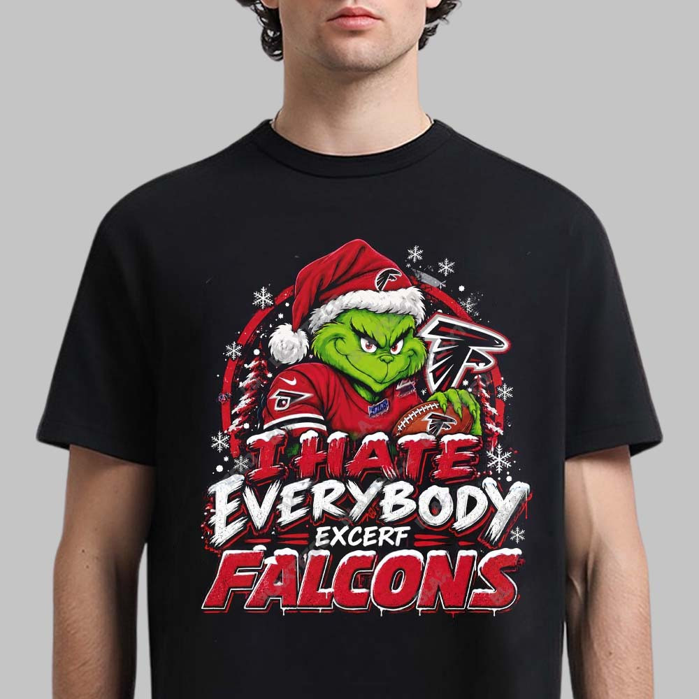 Atlanta Falcons Merch Grinch I Hate Everybody Except Falcons T-Shirt NFL Fans Christmas Gift 1 - Unicasport Atlanta Falcons Merch Grinch I Hate Everybody Except Falcons T-Shirt NFL Fans Christmas Gift